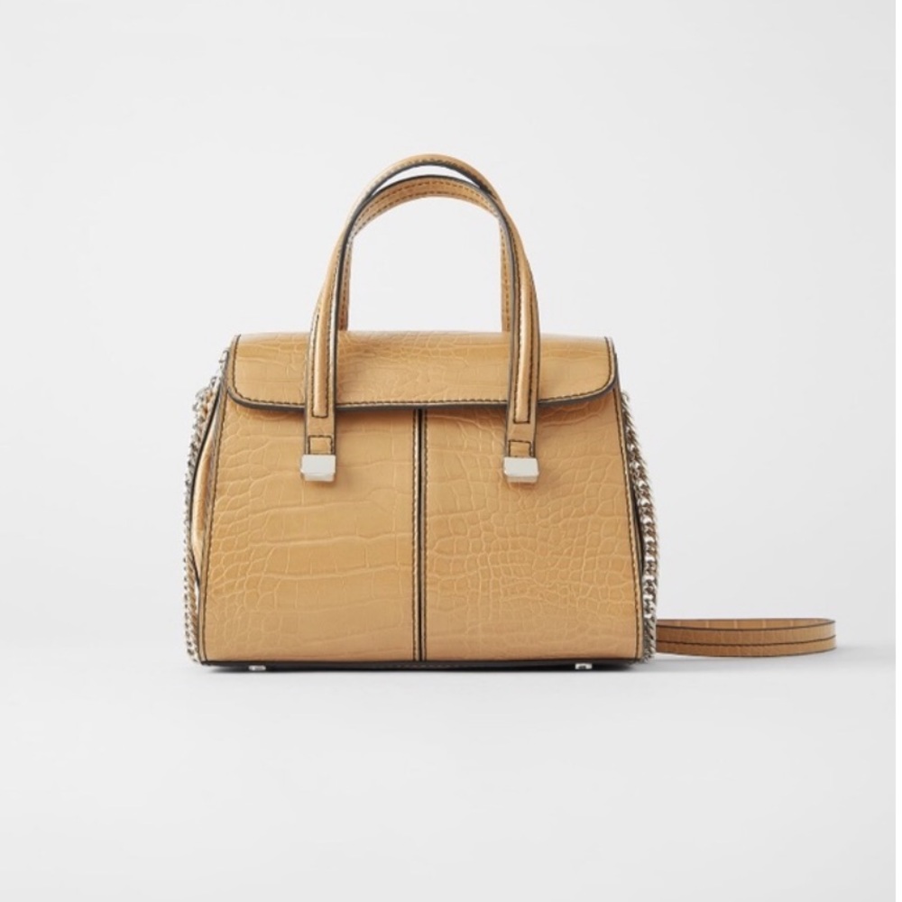 ZARA Animal Print Mini Tote Bag - Camel 🐫